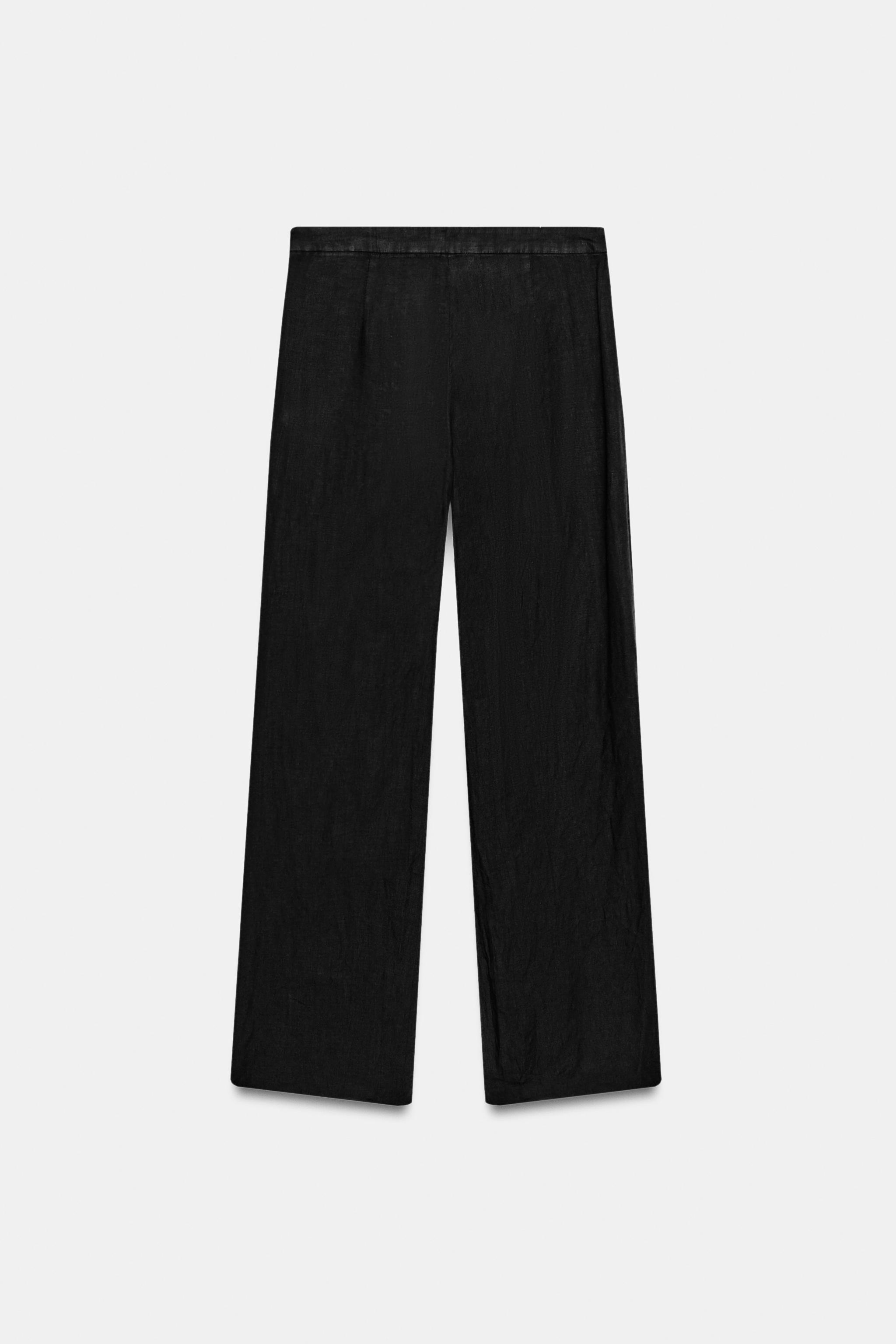 100% LINEN RUFFLE TROUSERS ZW COLLECTION